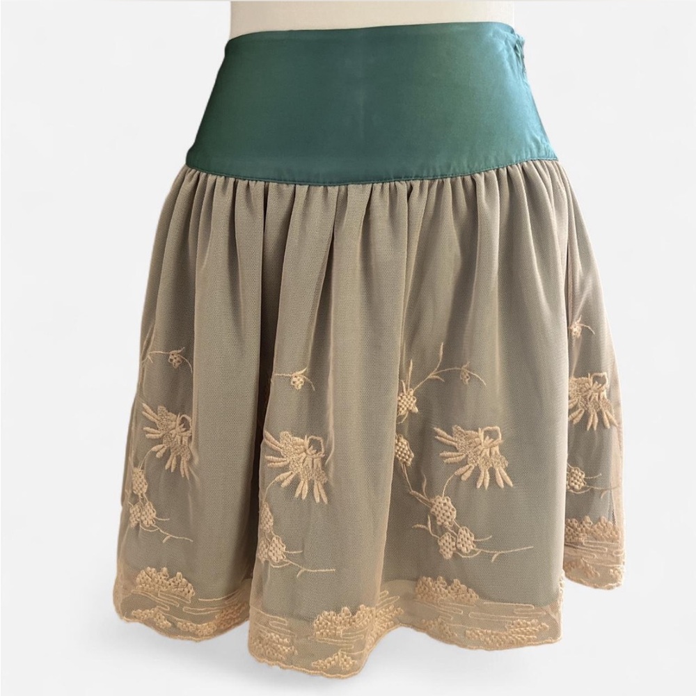Vintage Betsey Johnson Silk Embroidered Skirt | Y2K (2003)